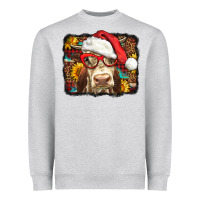 Heather Grey Christmas Cow Heavyweight Sweatshirt - LillyAllenDesigns