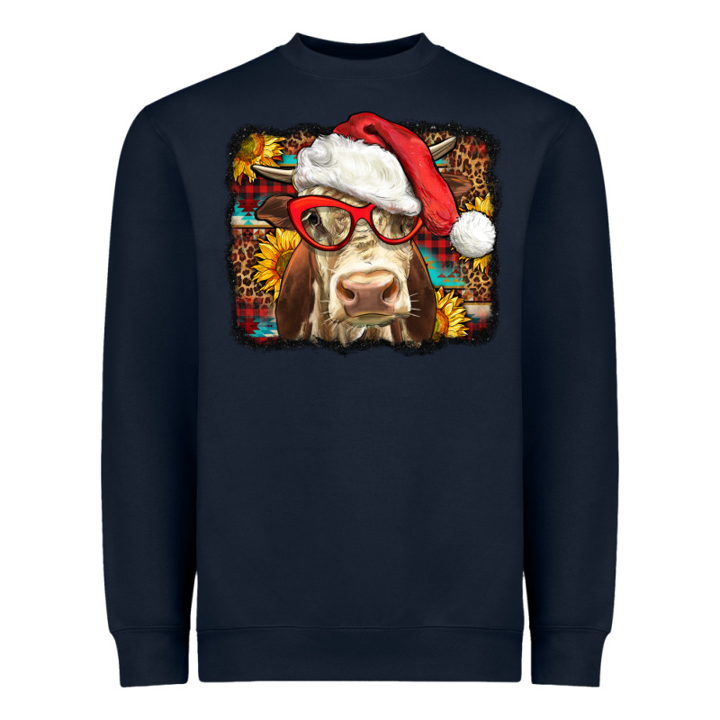 Christmas Cow Heavyweight Sweatshirt by LillyAllenDesigns | Teevron