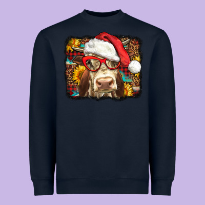 Christmas Cow Heavyweight Sweatshirt Designed By Lillyallendesigns