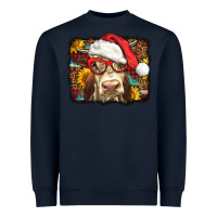 Navy Christmas Cow Heavyweight Sweatshirt - LillyAllenDesigns