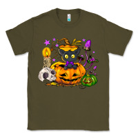 Army Green Black cat pumpkin Classic Tee - NancyCooperArtShop