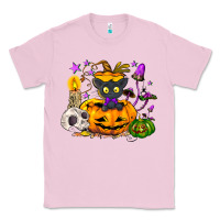Bubblegum Pink Black cat pumpkin Classic Tee - NancyCooperArtShop