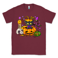 Burgundy Black cat pumpkin Classic Tee - NancyCooperArtShop