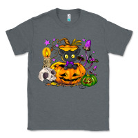 Charcoal Heather Black cat pumpkin Classic Tee - NancyCooperArtShop