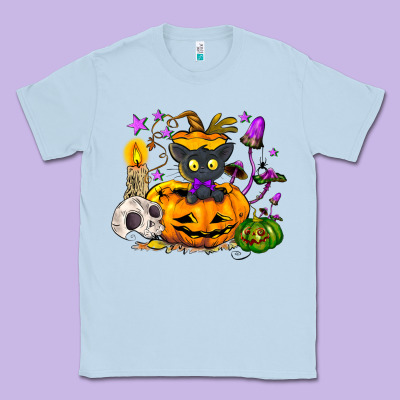 Black Cat Pumpkin Classic Tee Designed By Nancycooperartshop
