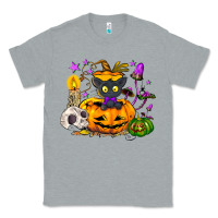Heather Grey Black cat pumpkin Classic Tee - NancyCooperArtShop