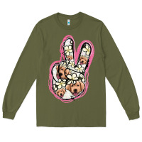 Army Green Jack Russel Peace Sign Long Sleeve Tee - Jasminsmagicworld