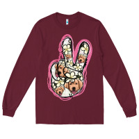 Burgundy Jack Russel Peace Sign Long Sleeve Tee - Jasminsmagicworld