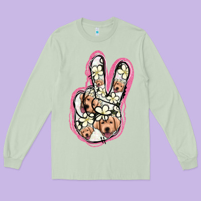 Jack Russel Peace Sign Long Sleeve Tee Designed By Jasminsmagicworld
