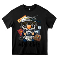 Black pilot life gnome Heavy Core Tee - BarkalooDesign