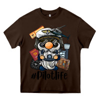 Chocolate Brown pilot life gnome Heavy Core Tee - BarkalooDesign