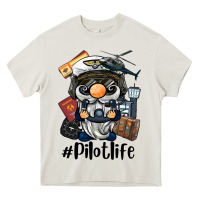 Cream pilot life gnome Heavy Core Tee - BarkalooDesign