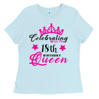 Baby Blue Celebrating With the 18th Birthday Queen Ladies Tee - Bettercallsaul