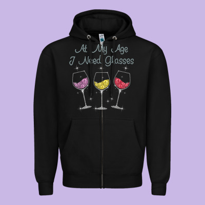 At My Age I Need Glasses Zipper Hoodie Designed By Designpulse