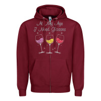 Burgundy At My Age I need Glasses Zipper Hoodie - DesignPulse