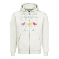 Oatmeal Heather At My Age I need Glasses Zipper Hoodie - DesignPulse