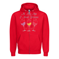 Red At My Age I need Glasses Zipper Hoodie - DesignPulse