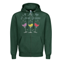 Sports Green At My Age I need Glasses Zipper Hoodie - DesignPulse