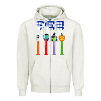 Oatmeal Heather halloween pez Zipper Hoodie - trangStudio
