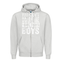 Dove Grey You Can't Scare Me I Have Three Boys Funny Sons Mom Dad Gift Zipper Hoodie - DesignPulse