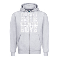 Heather Grey You Can't Scare Me I Have Three Boys Funny Sons Mom Dad Gift Zipper Hoodie - DesignPulse