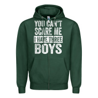 Sports Green You Can't Scare Me I Have Three Boys Funny Sons Mom Dad Gift Zipper Hoodie - DesignPulse