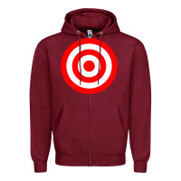Burgundy bullseye target red & white rings target Zipper Hoodie - DesignPulse