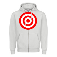 Dove Grey bullseye target red & white rings target Zipper Hoodie - DesignPulse