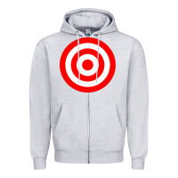 Heather Grey bullseye target red & white rings target Zipper Hoodie - DesignPulse
