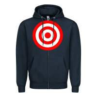 Navy bullseye target red & white rings target Zipper Hoodie - DesignPulse
