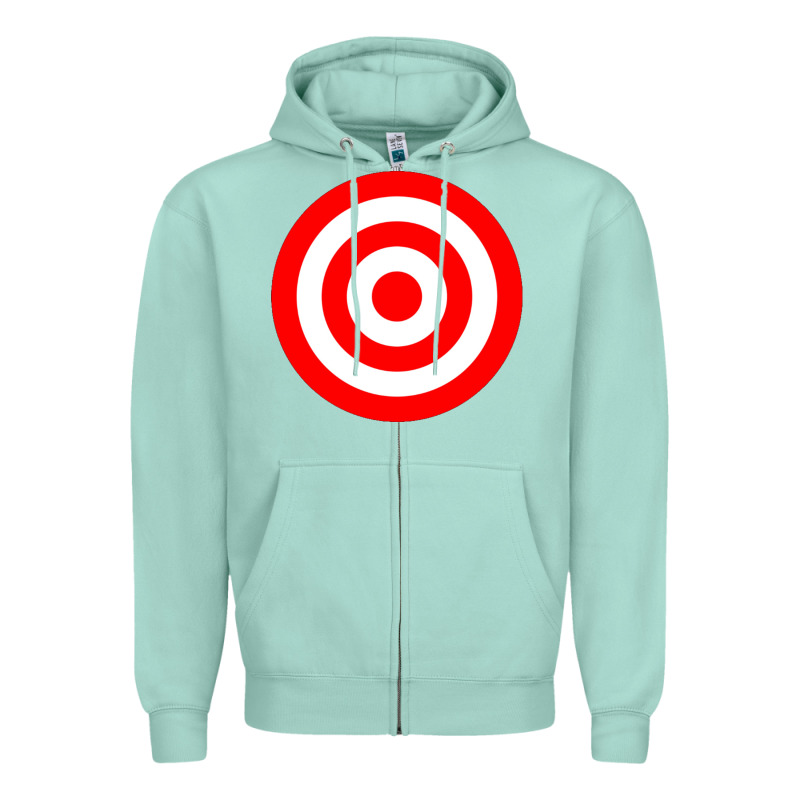 Bullseye Target Red & White Rings Target Zipper Hoodie by DesignPulse | Teevron