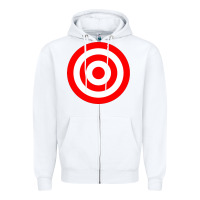 White bullseye target red & white rings target Zipper Hoodie - DesignPulse