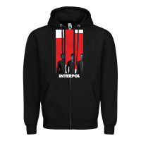 Black INTERPOL BAN Zipper Hoodie - DesignPulse