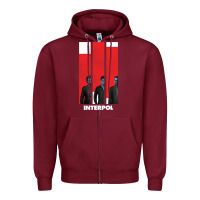 Burgundy INTERPOL BAN Zipper Hoodie - DesignPulse