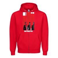 Red INTERPOL BAN Zipper Hoodie - DesignPulse