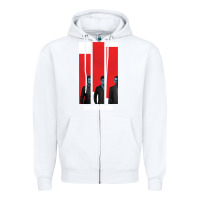 White INTERPOL BAN Zipper Hoodie - DesignPulse