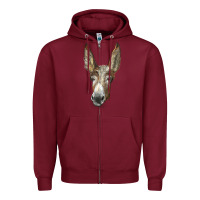 Burgundy american mammoth jackstock donkey  face Zipper Hoodie - LillyAllenDesigns
