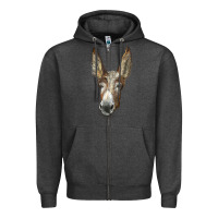 Charcoal Heather american mammoth jackstock donkey  face Zipper Hoodie - LillyAllenDesigns