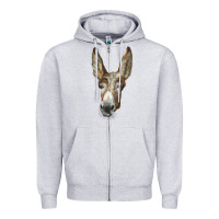 Heather Grey american mammoth jackstock donkey  face Zipper Hoodie - LillyAllenDesigns