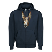 Navy american mammoth jackstock donkey  face Zipper Hoodie - LillyAllenDesigns