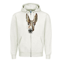 Oatmeal Heather american mammoth jackstock donkey  face Zipper Hoodie - LillyAllenDesigns