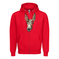 Red american mammoth jackstock donkey  face Zipper Hoodie - LillyAllenDesigns
