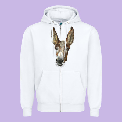 American Mammoth Jackstock Donkey  Face Zipper Hoodie Designed By Lillyallendesigns