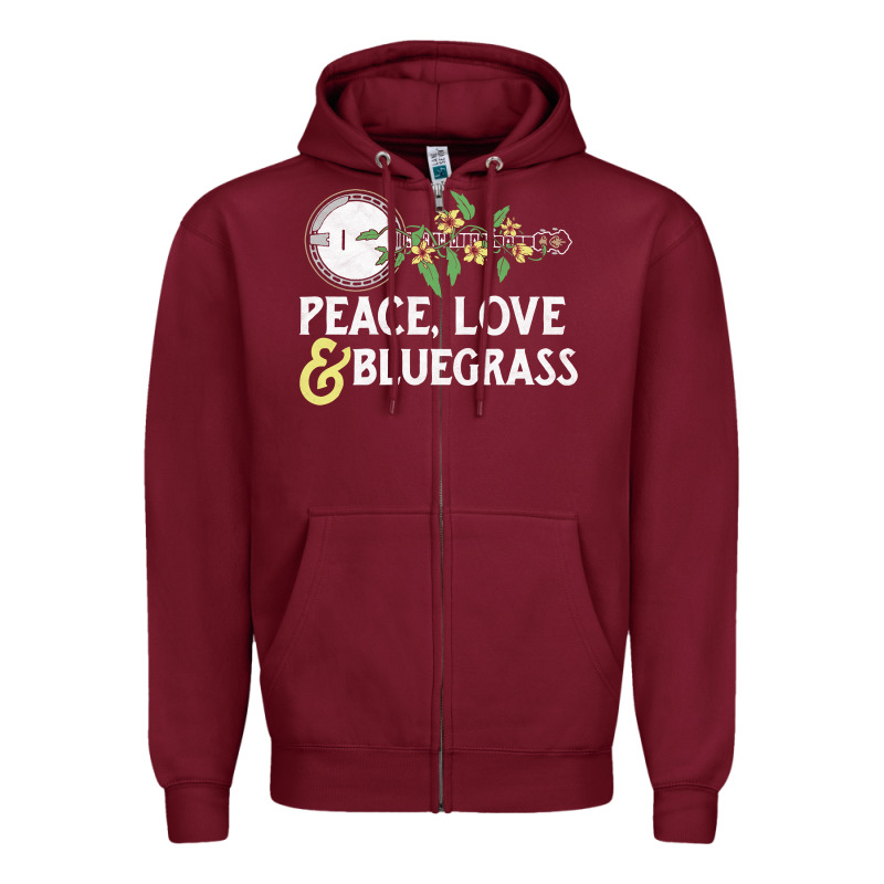 Peace , Love & Bluegrass   Banjo Nature Vines Illu Zipper Hoodie by DesignPulse | Teevron