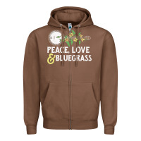 Chestnut peace , love & bluegrass   banjo nature vines illu Zipper Hoodie - DesignPulse