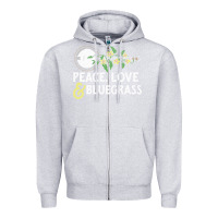 Heather Grey peace , love & bluegrass   banjo nature vines illu Zipper Hoodie - DesignPulse