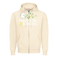 Sandshell peace , love & bluegrass   banjo nature vines illu Zipper Hoodie - DesignPulse