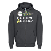Smoke peace , love & bluegrass   banjo nature vines illu Zipper Hoodie - DesignPulse