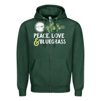 Sports Green peace , love & bluegrass   banjo nature vines illu Zipper Hoodie - DesignPulse