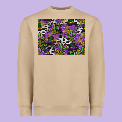 Mardi Gras Celebration Pattern Heavyweight Sweatshirt Designed By Cowhidedigitalart